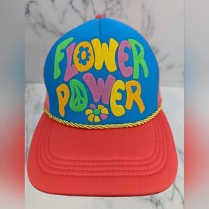 Flower Power Hat Adjustable Snapback Cap Peace Flower Pink Blue Green Neon